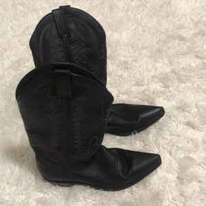 Caborca leather cowboy boots black
